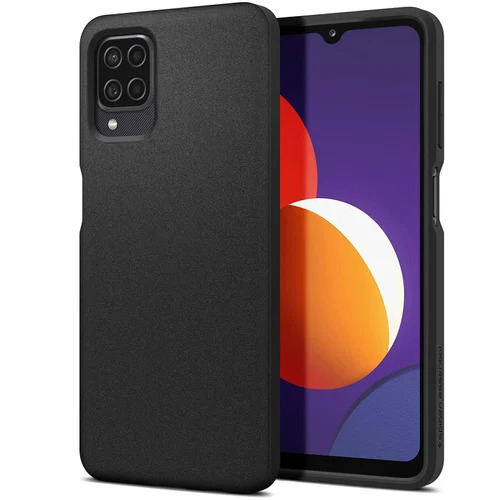 Spigen TPU Essential Sand Blast Back Cover Compatible for Samsung Galaxy M12 (Matte Black)